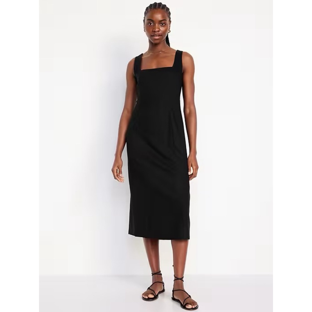 Old Navy Black Square Neck Midi Dress